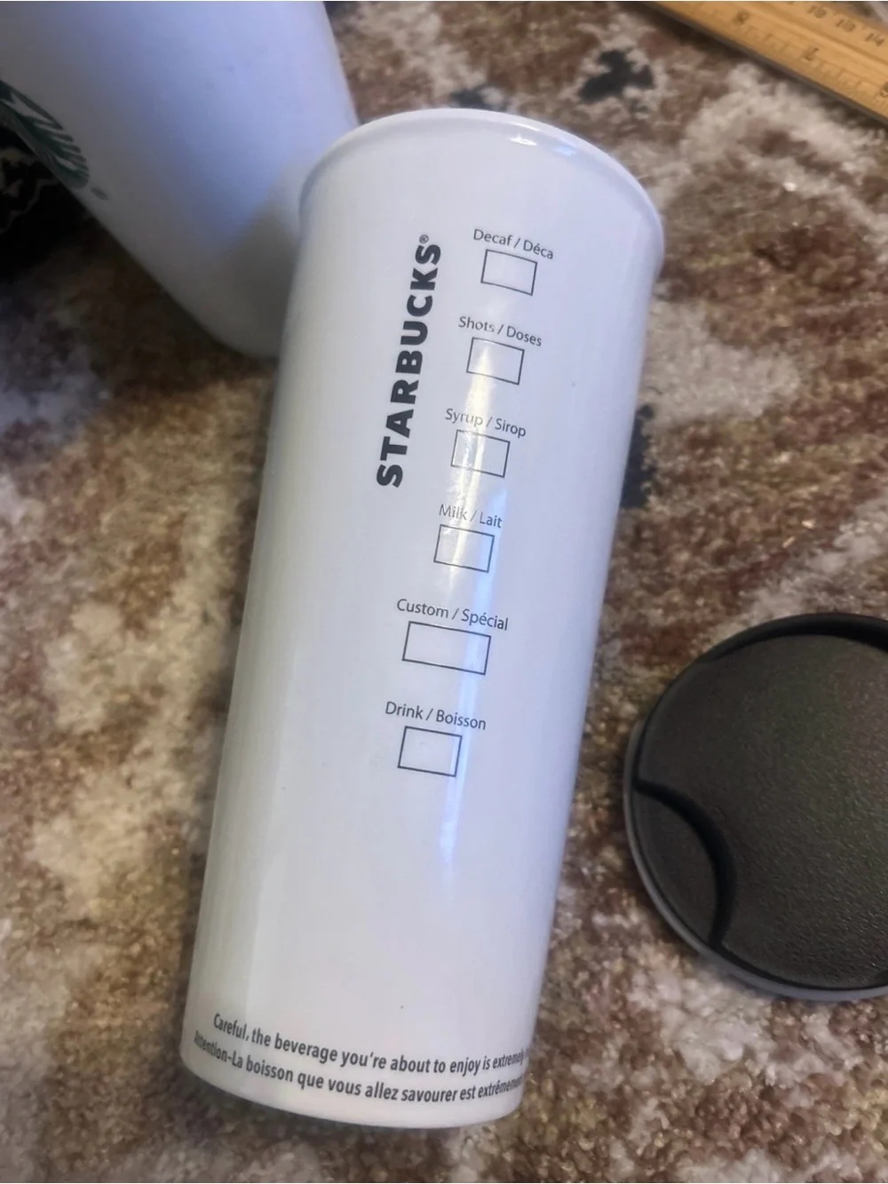 Starbucks 7.5” ceramic tumbler 16 ounce double walled unique size